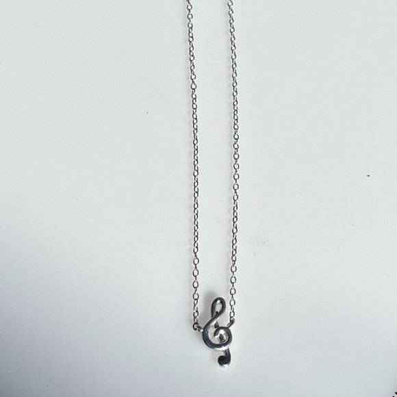 Sterling Silver Treble Clef Necklace - Picture 1 of 5